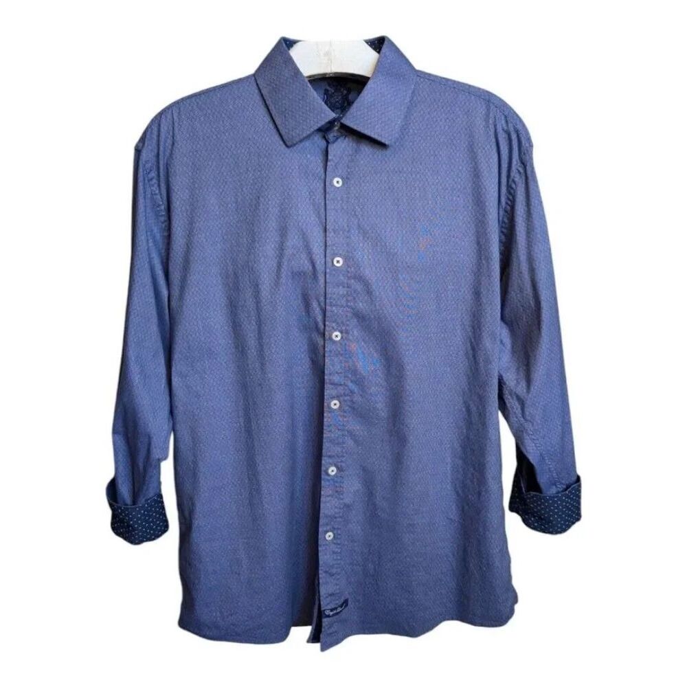 English Laundry Shirt Flip Cuff Button Up Long Sleeve Blue Size 18 34/35 XL